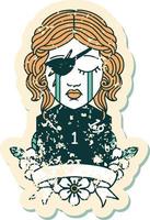 Retro Tattoo Style crying human rogue with natural one roll vector