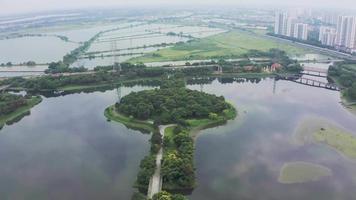 Aerial view of Hanoi skyline at park video