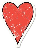 distressed sticker tattoo in traditional style of a heart vector