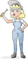 freehand drawn cartoon female mechanic vector