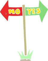 flat color illustration of yes and no sign vector