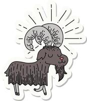 sticker of a tattoo style happy goat vector