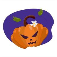 la calabaza aislada naranja de dibujos animados plana de halloween vector