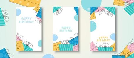 Creative Story Package Happy birthday. Social Media Templates. Vector EPS 10