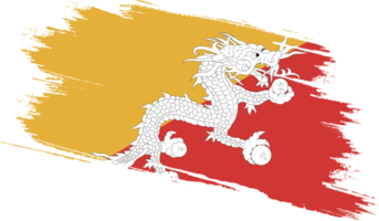 Bhutan flag with grunge texture png