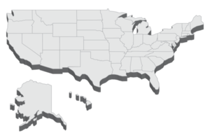 3D map illustration of United States png