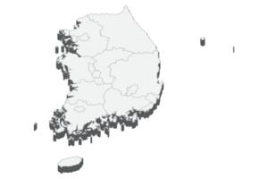 Illustrazione della mappa 3d della Corea del sud png