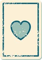 iconic distressed sticker tattoo style image of the ace of hearts vector