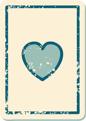 iconic distressed sticker tattoo style image of the ace of hearts