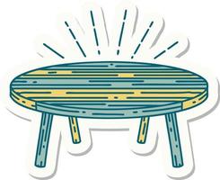 pegatina de una mesa de madera estilo tatuaje vector