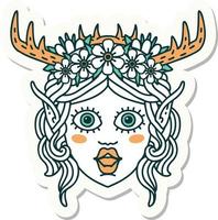 sticker of a elf druid character face vector