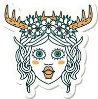 sticker of a elf druid character face vector