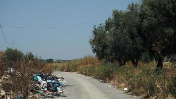 rubbish trash garbage in sicily road photo