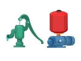 vector de ilustración de símbolo de conjunto de objetos manual y eléctrico de bomba de agua