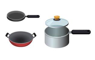 cookware pot and pan collection set illustration vector