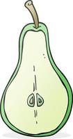 freehand drawn cartoon half pear vector