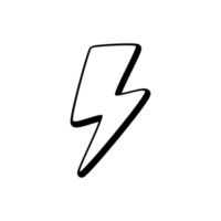 Cartoon drawing of lightning bolt with transparent background. Comic type illustration png