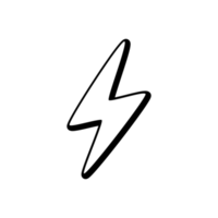 Cartoon drawing of lightning bolt with transparent background. Comic type illustration png