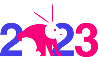 feliz año nuevo 2023 con dibujos animados de conejo png