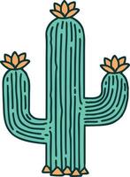 iconic tattoo style image of a cactus vector