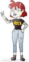 Dibujos animados dibujados a mano alzada alien rock fan girl vector