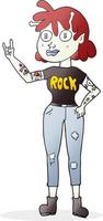 freehand drawn cartoon alien rock fan girl vector