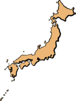 Doodle dibujo a mano alzada del mapa de Japón. png