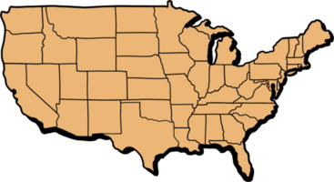 doodle dessin à main levée de la carte des états-unis d'amérique.