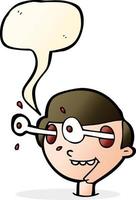 cartoon excited boy s face with speech bubble vector