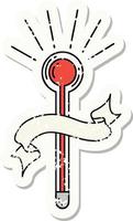 worn old sticker of a tattoo style glass thermometer vector