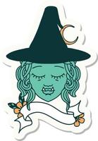 sticker of a half orc witch character face vector