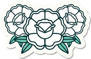 sticker of tattoo in traditional style of a bouquet of flowers vector