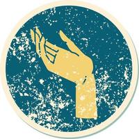 iconic distressed sticker tattoo style image of a hand vector