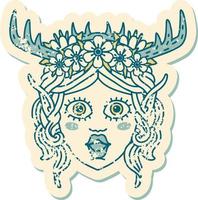 Retro Tattoo Style elf druid character face vector