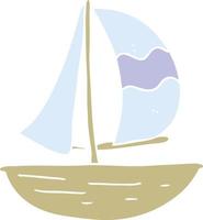 flat color illustration of sail ship vector