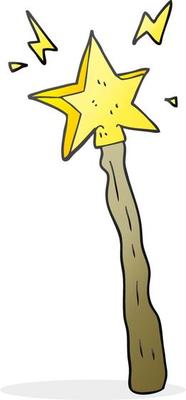 freehand drawn cartoon magic wand