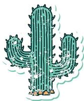 iconic distressed sticker tattoo style image of a cactus vector