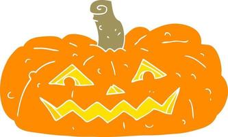 flat color illustration of halloween pumpkin vector