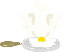 frying flat color illustration of egg vector