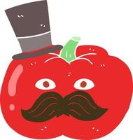 flat color illustration of posh tomato vector