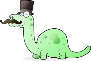 freehand drawn cartoon posh dinosaur vector