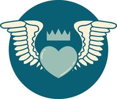 iconic tattoo style image of a heart with wings vector