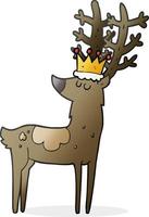 freehand drawn cartoon stag king vector
