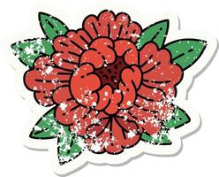 distressed sticker tattoo in traditional style of a blooming flower vector