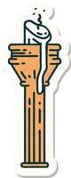 sticker of tattoo in traditional style of a candelabra vector