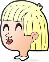 freehand drawn cartoon female face vector