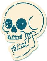 iconic distressed sticker tattoo style image of a skull vector