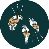 icon of a tattoo style feathers floating vector