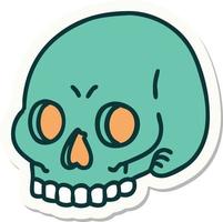 sticker of tattoo in traditional style of a skull vector