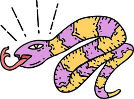 ilustración de una serpiente sibilante estilo tatuaje tradicional vector